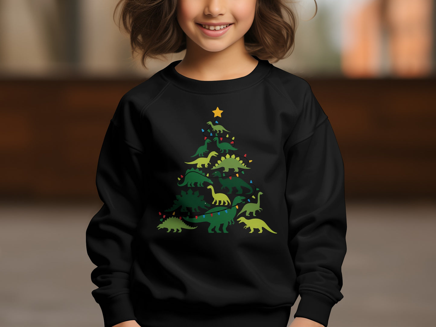 Children's Dinosaur Christmas Tree Sweatshirt