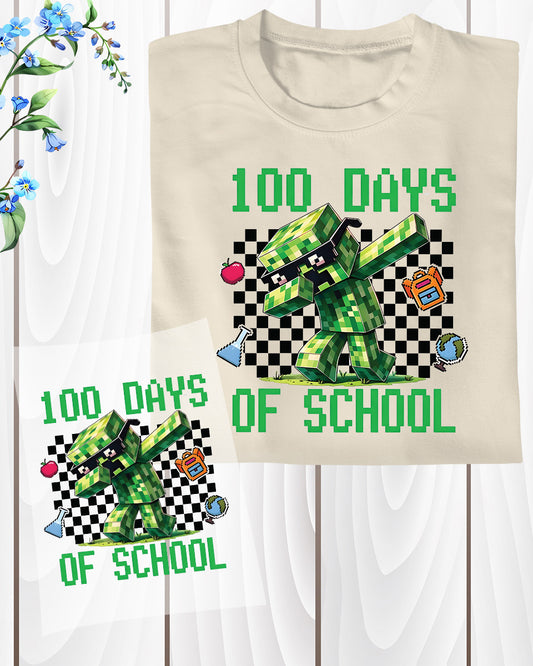 100 Days Of School Complete Gamer Video Games Boys DTF Transfer Ready to Press Happy 100th Heat Application UV Sticker Prints Gaming DIY Decal