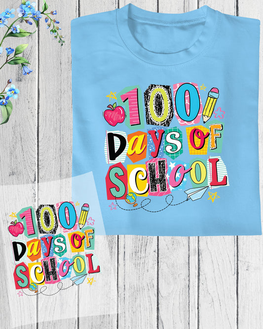 100 Days Of School Coquette DTF Transfer Ready to Press Preppy 100th Heat Application UV Sticker Prints Aesthetic Bow DIY Student Shirt Decal