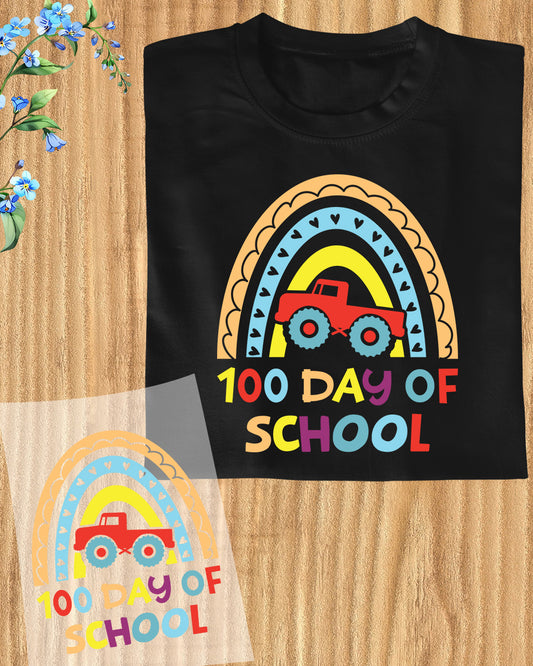 100 Days of School Design DTF Transfer, Ready to Press Heat Transfer for Shirts, Fun 100 Days of School Design, UV Sticker