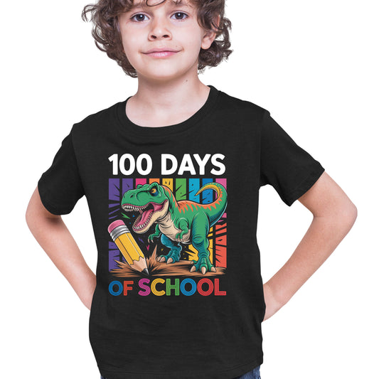 100 Days of School Dinosaur for Kids DTF Transfer, Ready to Press Heat Transfer for Shirts, Fun 100 Days of School Kids Design, UV Sticker