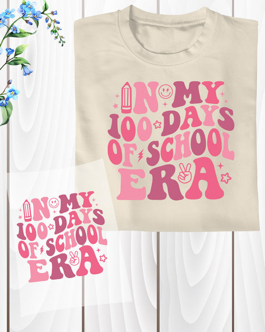 100 Days of School in My Era DTF Transfer, Ready to Press Heat Transfer for Shirts, Fun 100 Days of School Design, UV Sticker