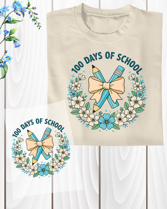 100 Days of School Sublimation DTF Transfer, Ready to Press Heat Transfer for Shirts, Fun 100 Days of School Design, UV Sticker