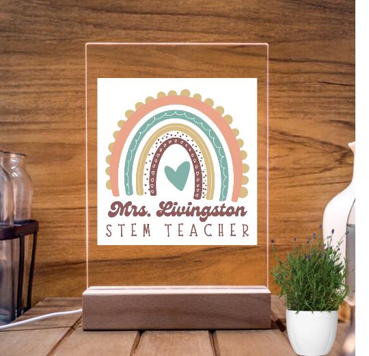 Custom Acrylic Plaque Photo Stand with LED Night Light