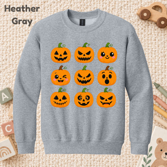 Pumpkin Faces Halloween T-Shirt for Toddler and Kids