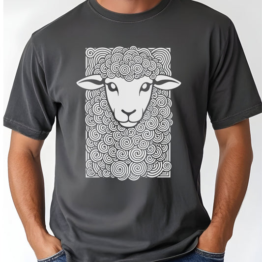 Cute Sheep Swirls Comfort Colors T Shirt Cartoon Sheep Graphic Sweatshirt Faith Based Easter Character Gift Shirts
