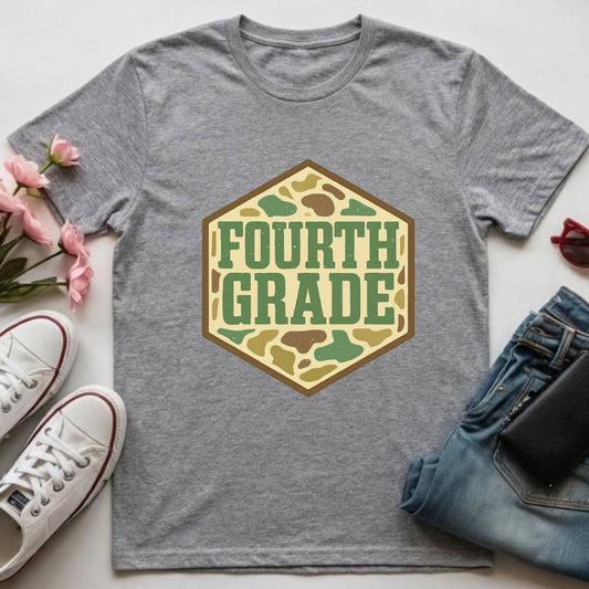 Boys Retro Camo Back to School Shirt Kinderarten Pre-K First Grade Second Grade Third Grade Fourth Grade Fifth Grade Kids Welcome Back Tees