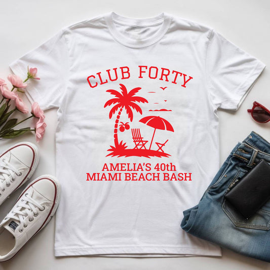 40th Birthday Shirt Custom Miami Beach Bash T-Shirt Personalized