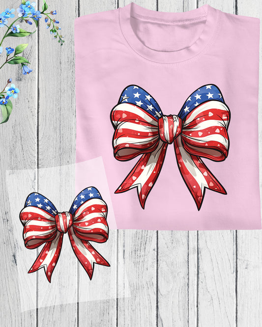 4th of July Coquette Bow Heat Transfer for Shirts Women