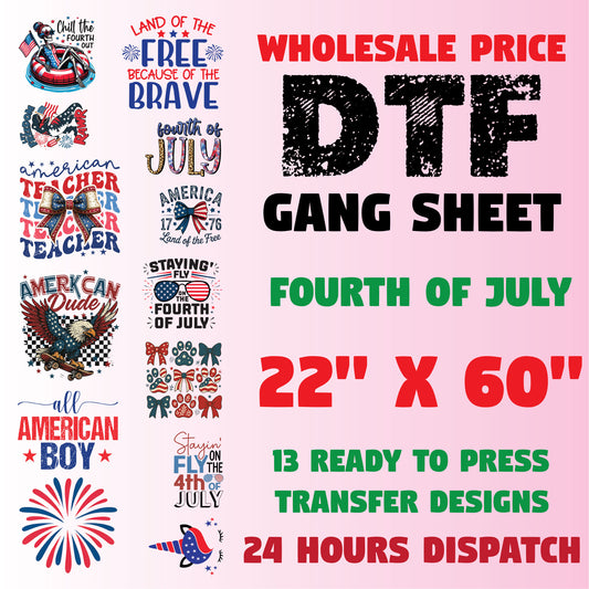 4th of July DTF Transfer Premade Gang sheet
