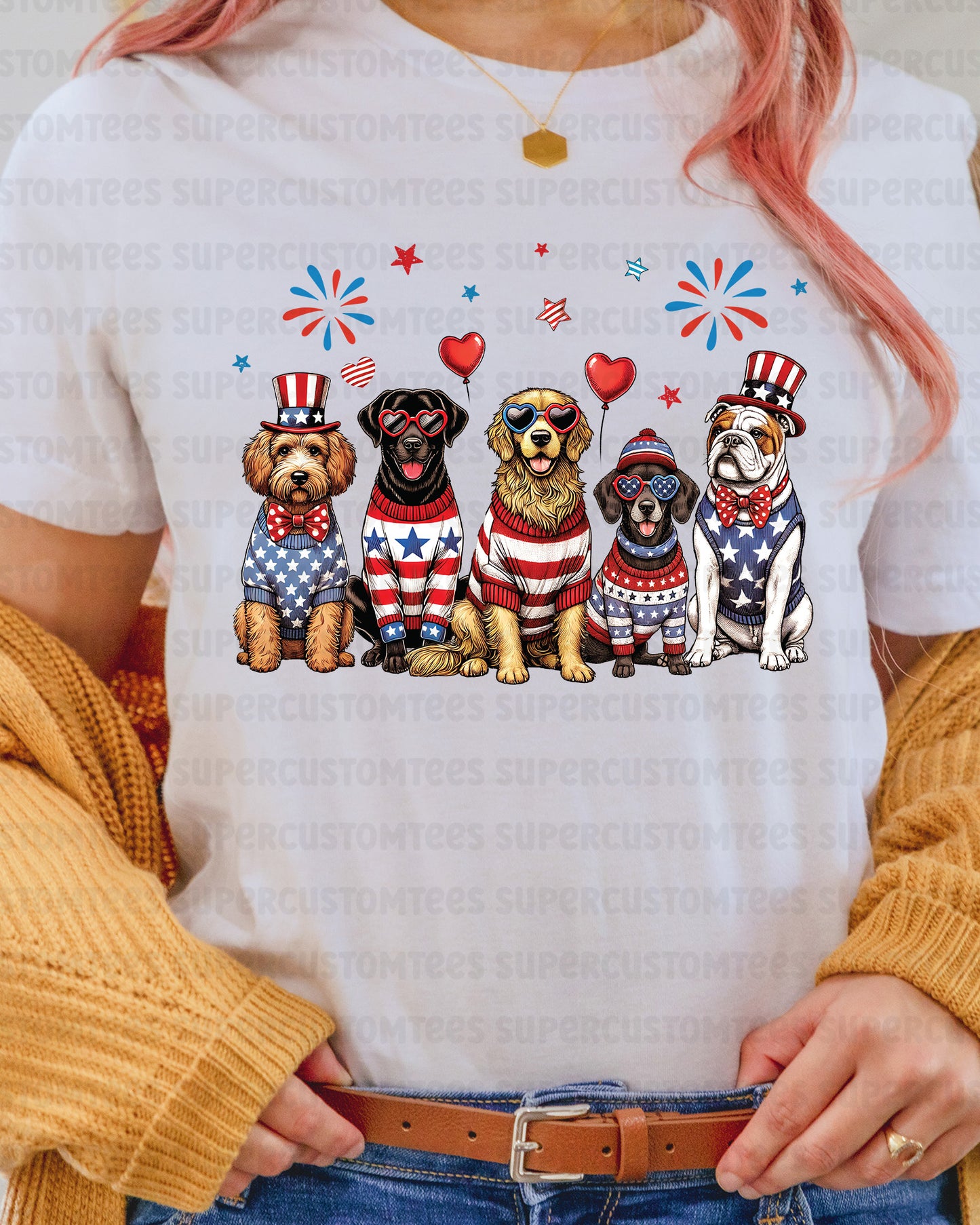 4th of July Patriotic Dog Heat Transfer for Shirts