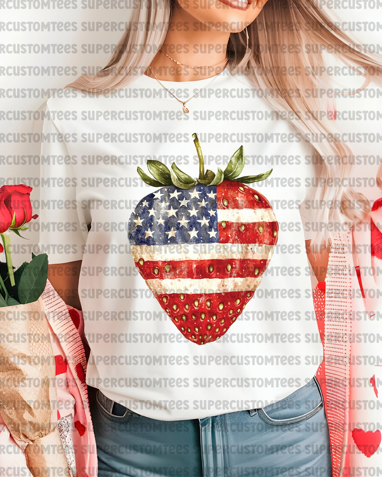 4th of July Strawberry DTF Transfer