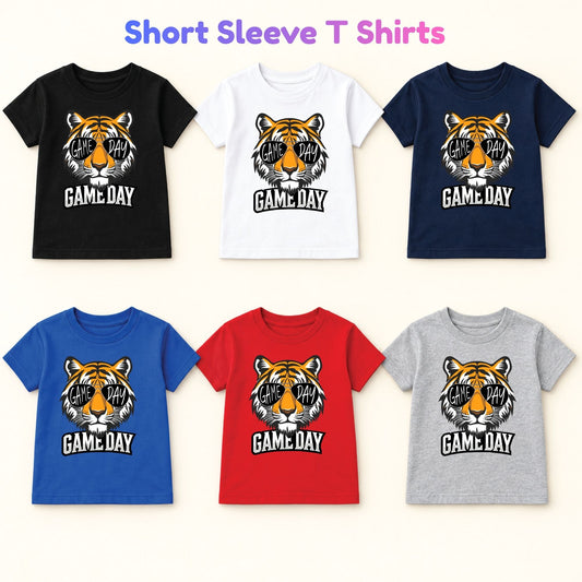 Game Day Tiger Mascot T-Shirt, Football Sports Sunglasses Team Spirit Tee for Toddler and Kids