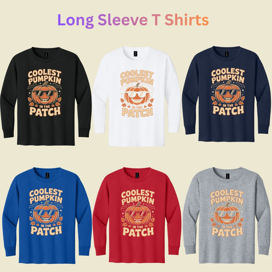 Coolest Pumpkin in the Patch T-Shirt, Retro Halloween Sunglasses Fall Season Tee for Toddler and Kids