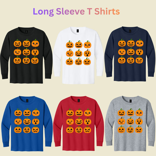 Pumpkin Faces Halloween T-Shirt for Toddler and Kids