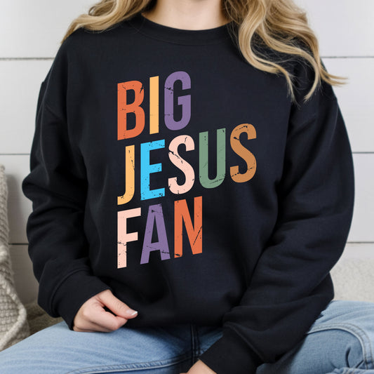 Big Jesus Fan Comfort Colors T Shirt Christian Faith Sweatshirt Religious Apparel Tees Retro Bible Verse Gift Shirts