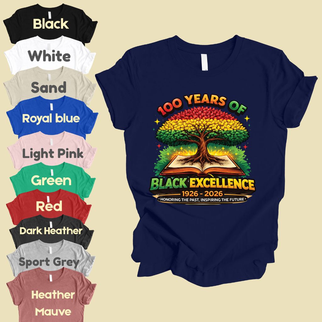 Comfort Colors® 100 Years of Black Excellence Shirt Black History 1926–2026 African Heritage Tees Juneteenth Shirt For Men Women Kids Youth