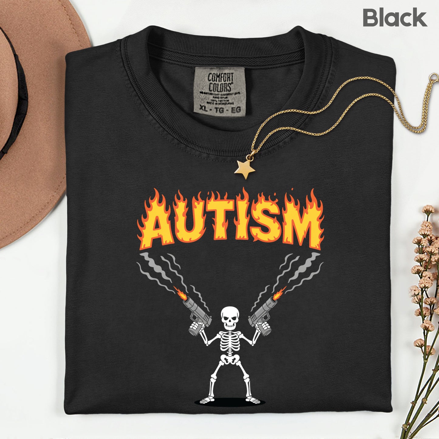Autism Attitude Flaming Comfort Colors T Shirts