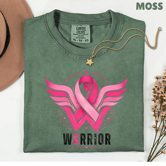Breast Cancer Pink Ribbon Warrior T-Shirt, Wings Hope Survivor Awareness Tee