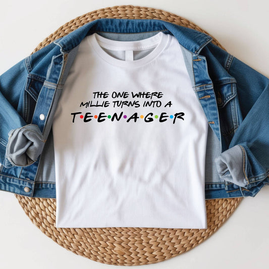 Custom Name 13th Birthday Shirt Official Teenager Youth Tee Personalized Birthday Gift For Girls Thirteen Year Old Childrens Party Outfit