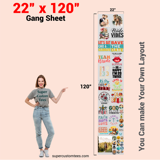 22" Width - DTF Gang Sheet - Online Builder