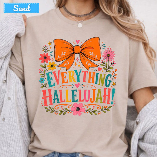Hallelujah Floral Christian T-Shirt, Orange Bow Thanksgiving Sweatshirt