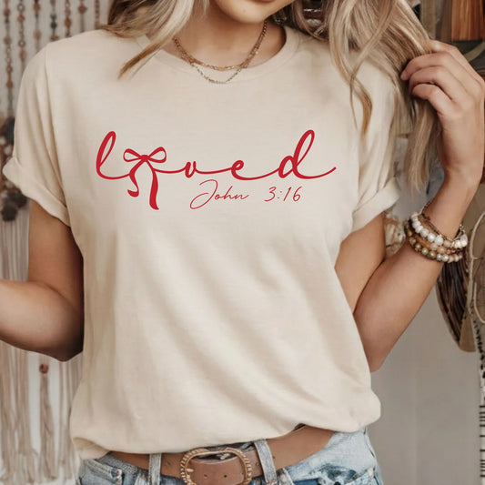 Loved Shirts John 3:16 Christian Valentine & Easter Tee, Comfort Colors Jesus T-Shirt, Bible Verse Gift for Her, Religious Sweatshirt for Mom & Sister, Bella Canvas Faith Apparel