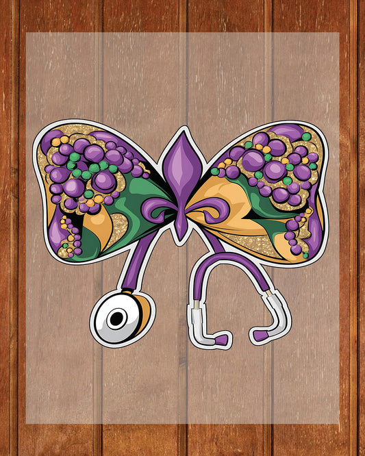 Mardi Gras Nurse DTF Transfer Sheet Stethoscope Iron On Transfer Paper