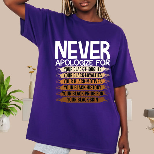 Never Apologize Black History Month T Shirts
