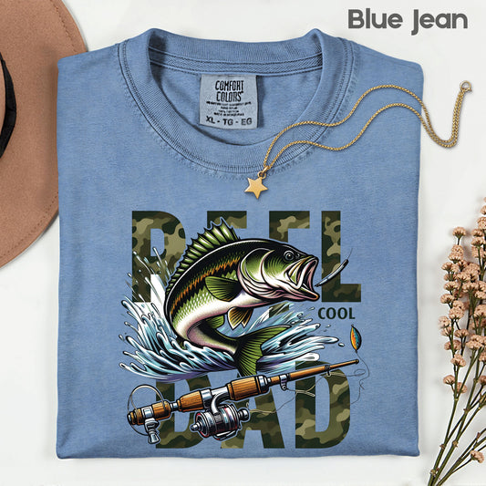 Reel Cool Dad Comfort Colors T Shirt Fishing Camo Father's Day Gift Bass Fish Apparel Camouflage Fisherman Tee Outdoorsman Gift Gameday Shirt