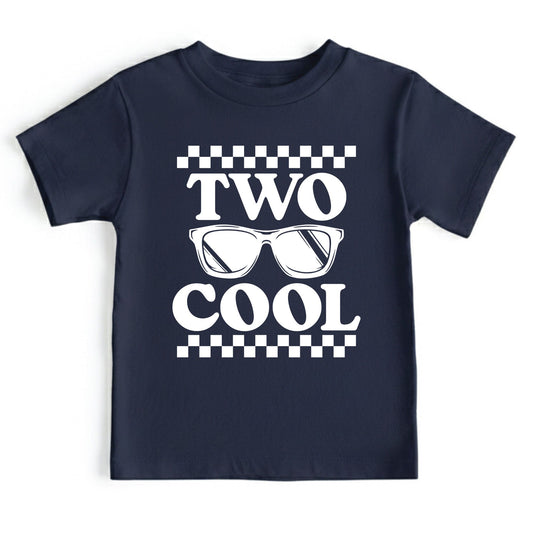Two Cool 2nd Birthday Shirt Sunglasses Toddler Tee Second Birthday Kids Outfit Checkered 2 Year Old Childrens Gift Retro Birthday Apparel