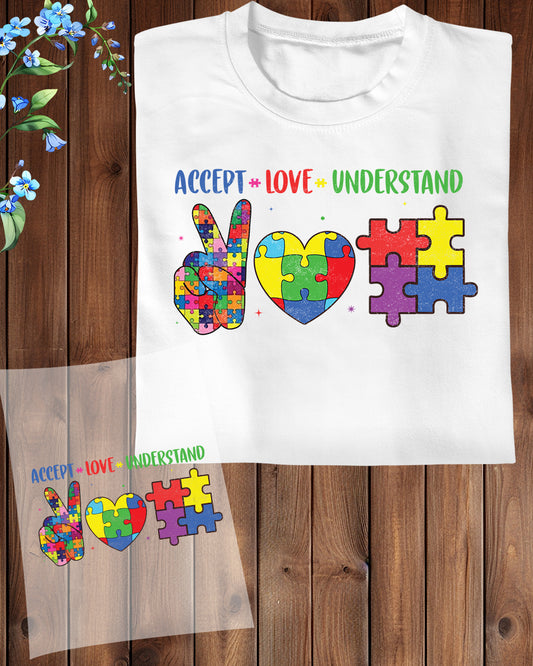 Accept Love Understand DTF Transfer Film
