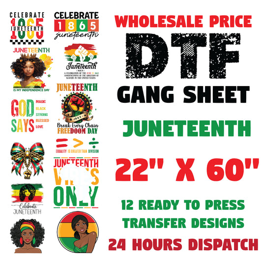 African American Juneteenth DTF Transfer Premade Gang sheet