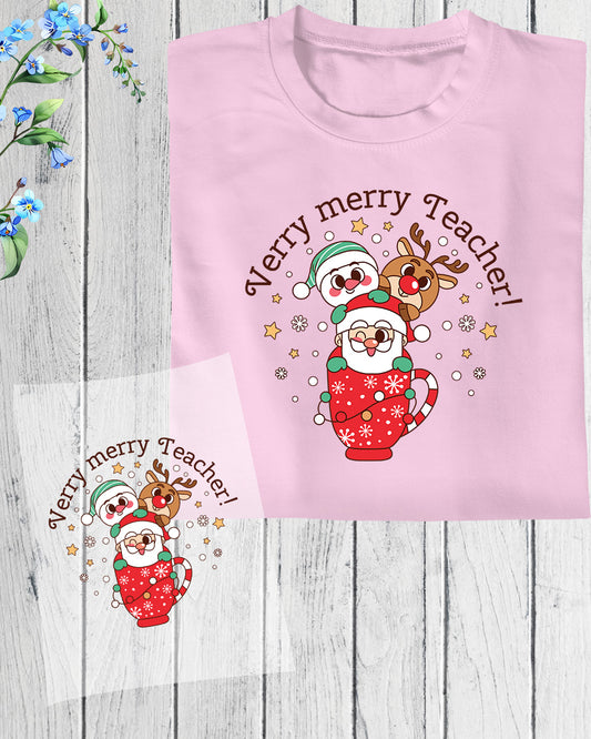 Verry merry Teacher Christmas DTF Transfer Film