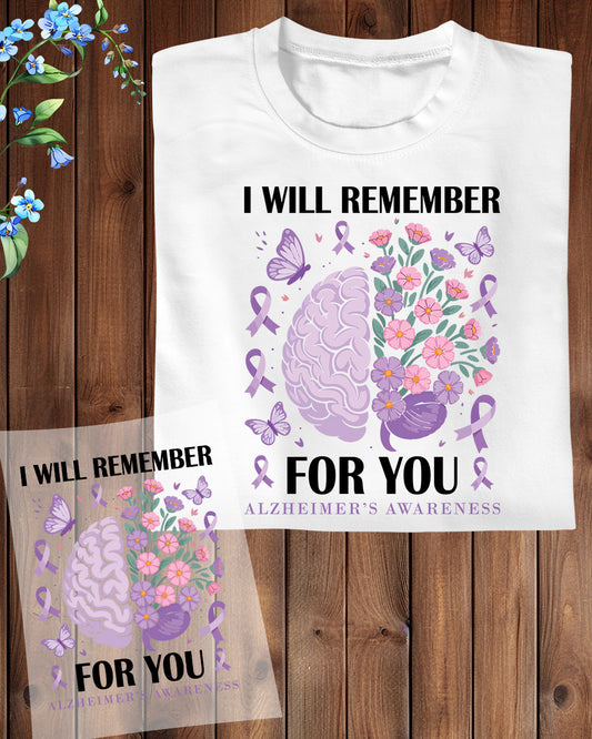 Alzheimer's Awareness DTF Transfer Ready to Press