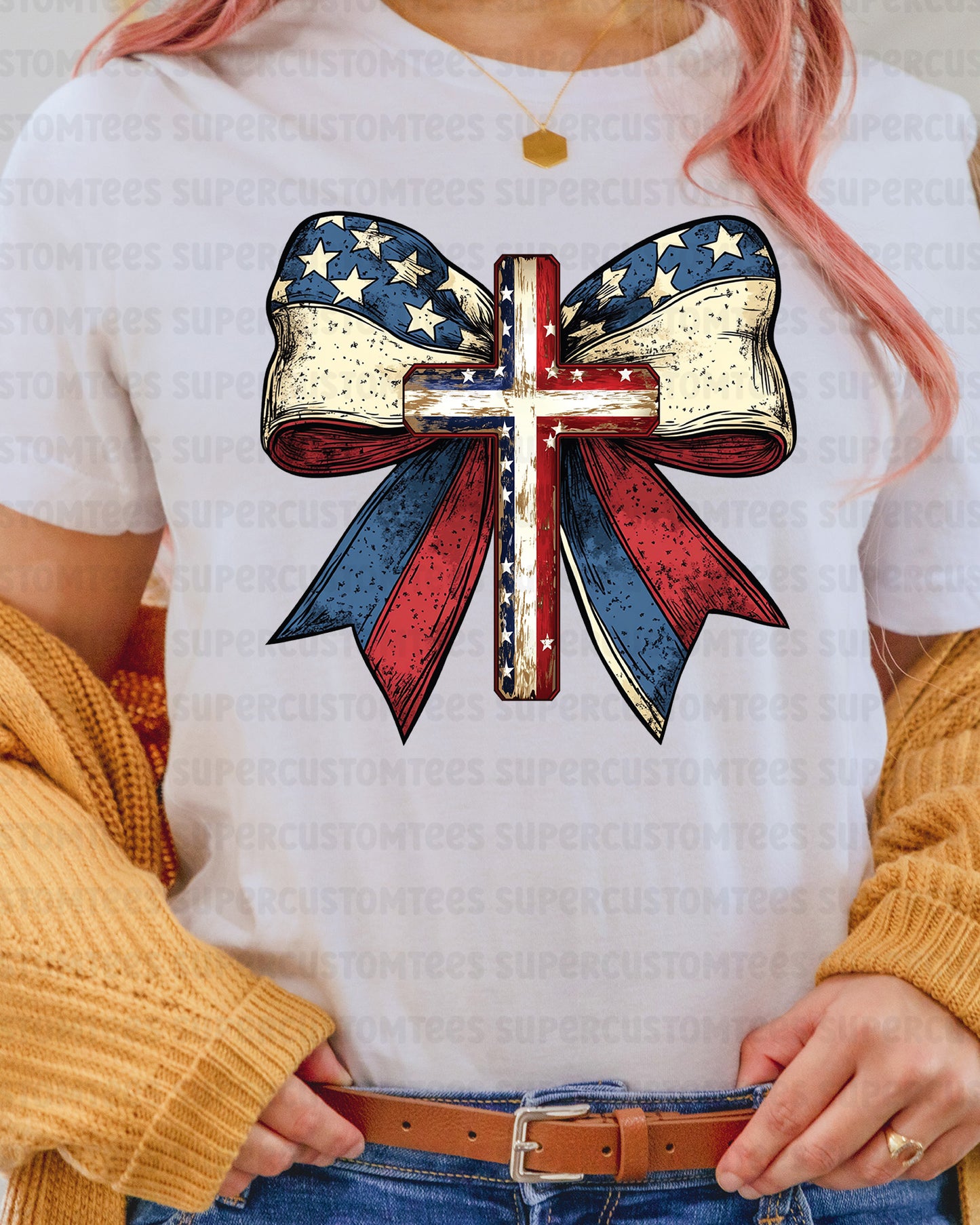 America Coquette Bow Heat Transfer for Shirts