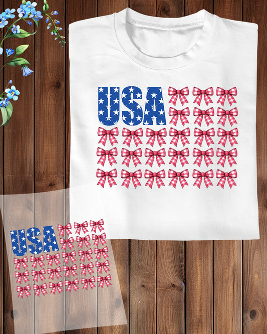 American Flag Coquette Bow DTF Transfer