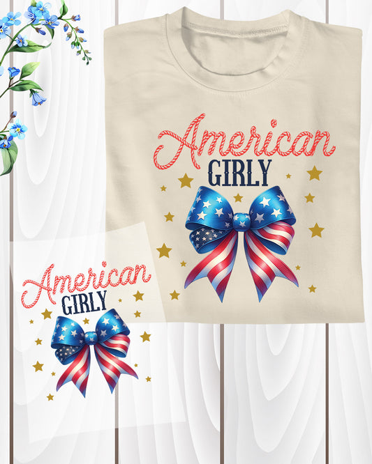 American Girly Coquette 4th of July DTF Transfer Ready to Press