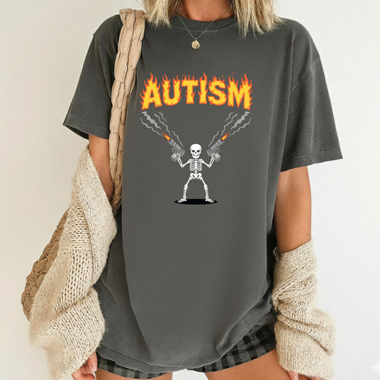 Autism Attitude Flaming Comfort Colors T Shirts