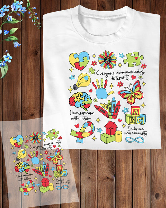 Autism Awareness DTF Transfer Ready to Press