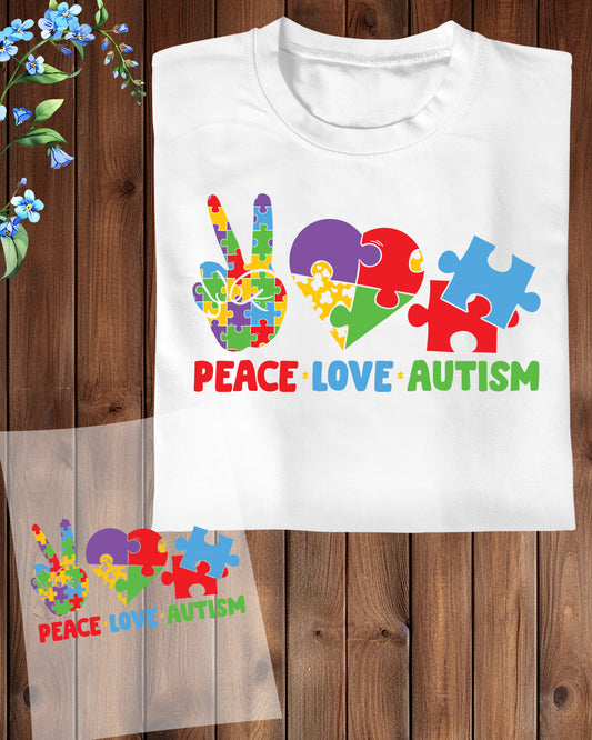 Peace Love Autism DTF Transfer