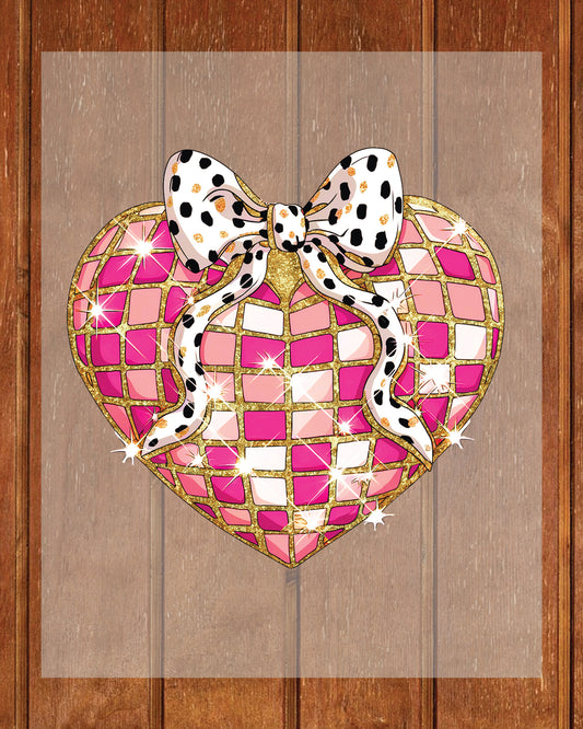 Disco Valentine Coquette Bow Heart DTF Transfer Film