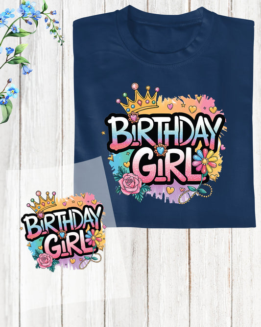 Birthday Girl Floral Heat Transfer for Shirts