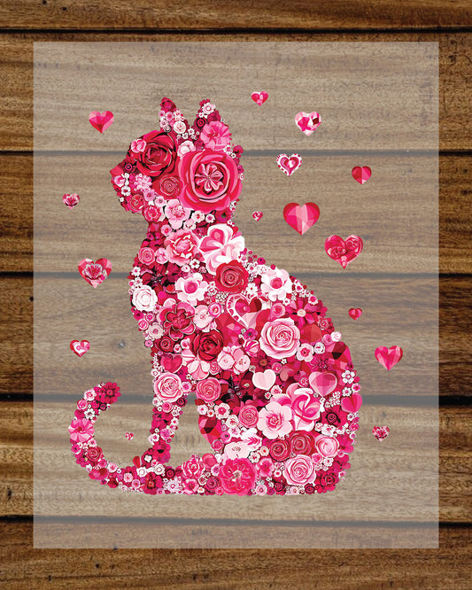 Valentine Cat Roses DTF Transfer Film