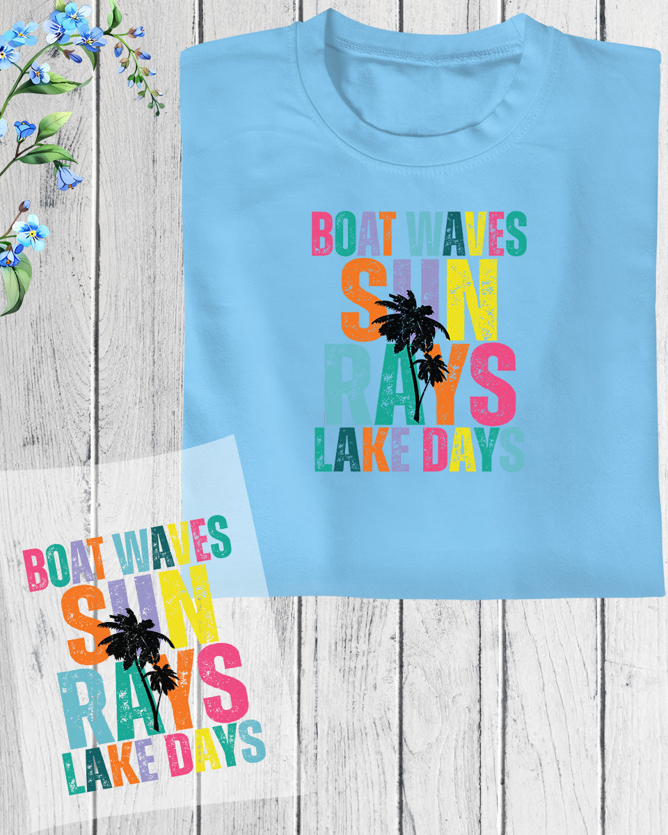 Boat Waves Sun Rays Lake Days DTF Transfer Film