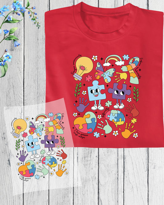 Boho Flower Autism Awareness DTF Transfer