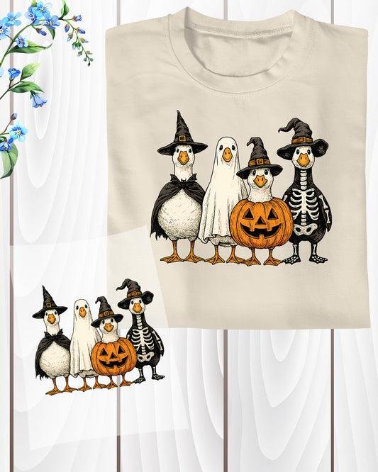 Boo Ghost Goose Halloween Skeleton Fall DTF Transfer
