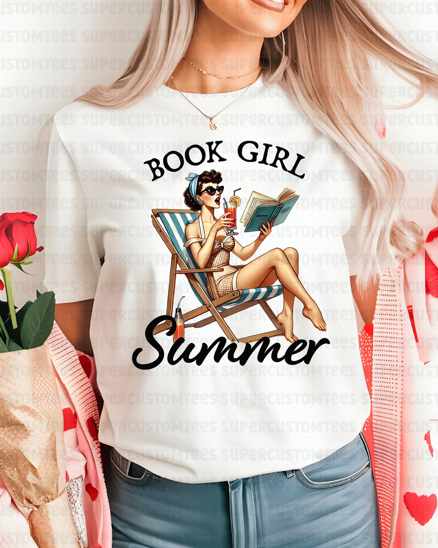 Book Girl Summer Heat Transfer