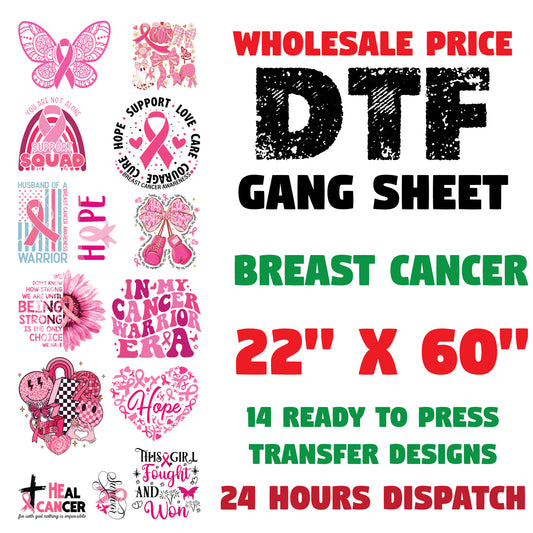 Breast Cancer Awareness DTF Transfer Gang Sheets