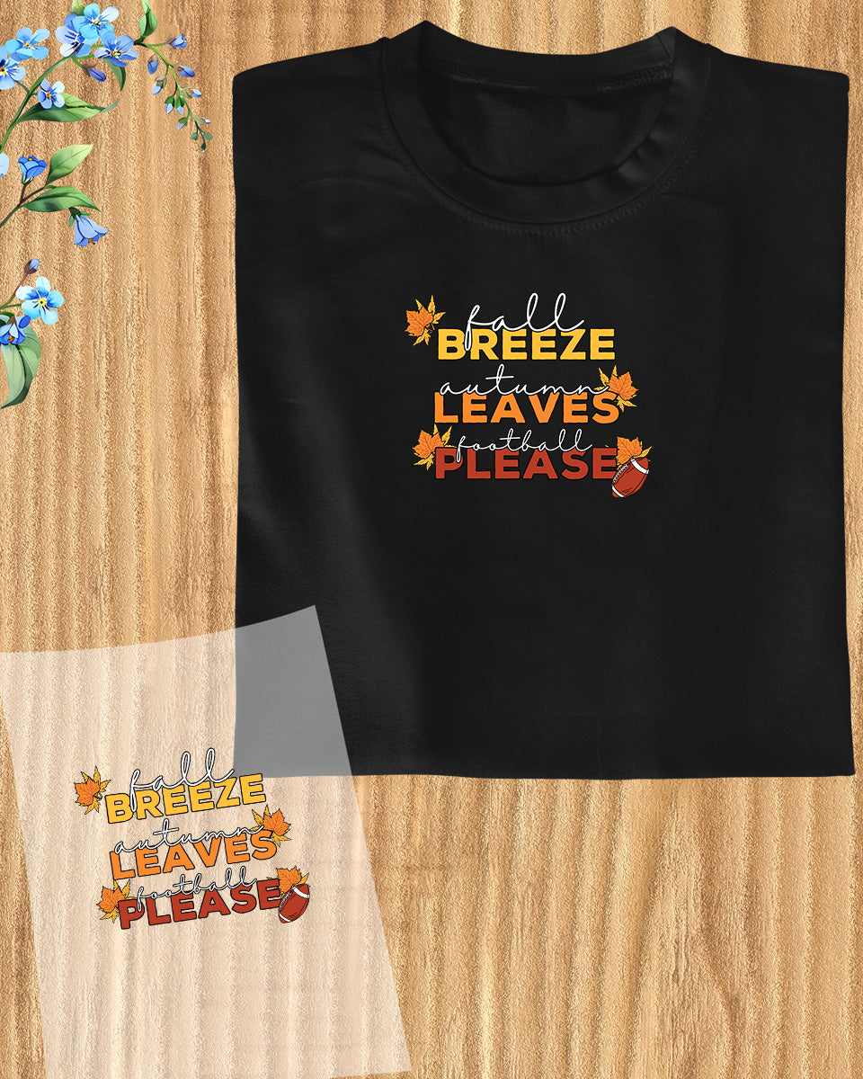 Fall Breeze Autumn Leaves Football Please DTF Transfer Film